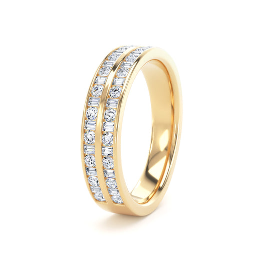 4MM Width Band Round Brilliant & Baguette - Double Row Channel (DRB)