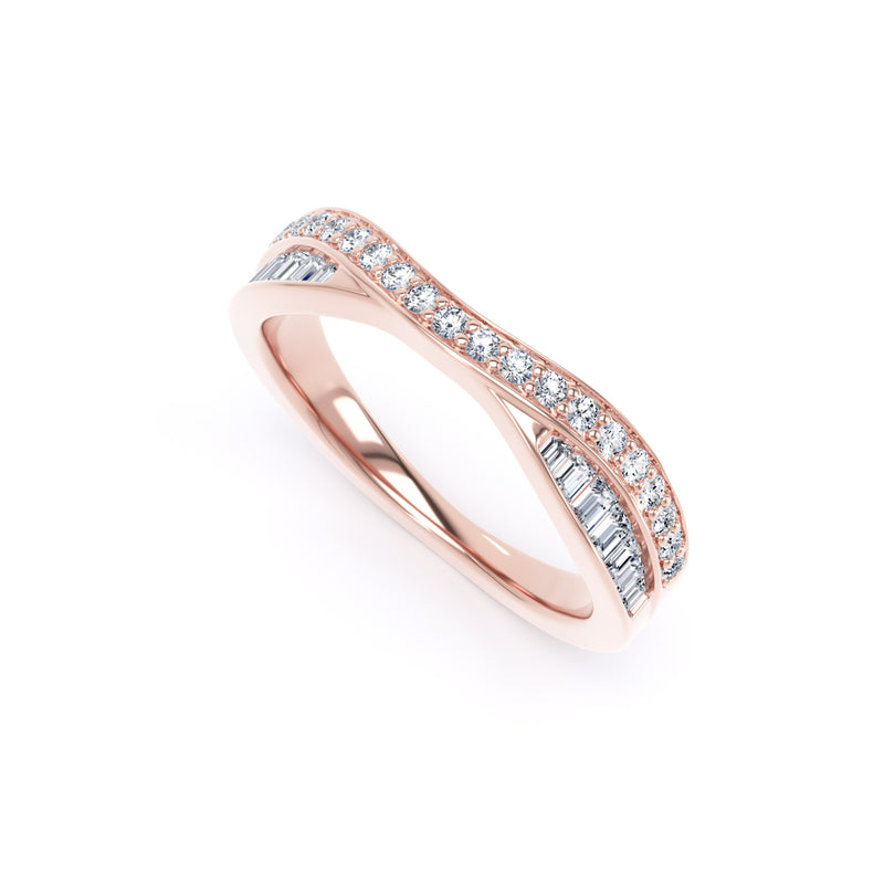 Round Brilliant & Baguette Cut - Entwined Double Row (BBE)
