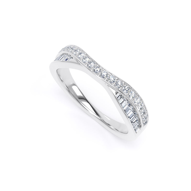 Round Brilliant & Baguette Cut - Entwined Double Row (BBE)