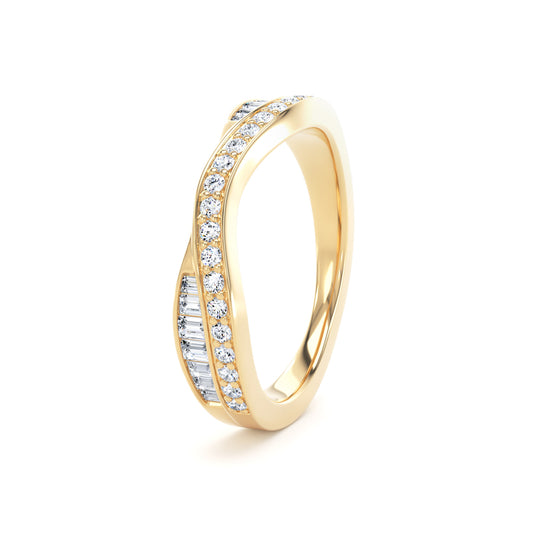 Round Brilliant & Baguette Cut - Entwined Double Row (BBE)