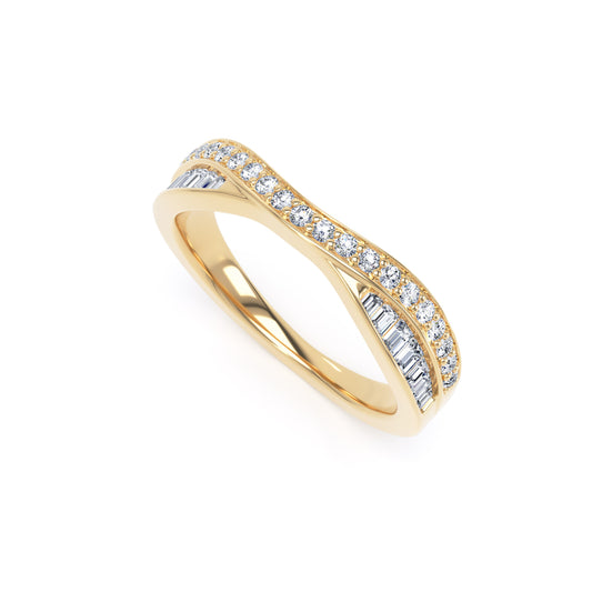 Round Brilliant & Baguette Cut - Entwined Double Row (BBE)