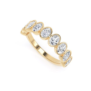Oval Cut - Bezel Set Multistone Band (BZO)