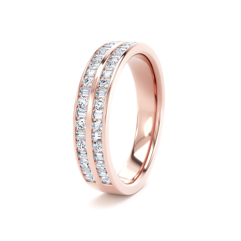 4MM Width Band Round Brilliant & Baguette - Double Row Channel (DRB)