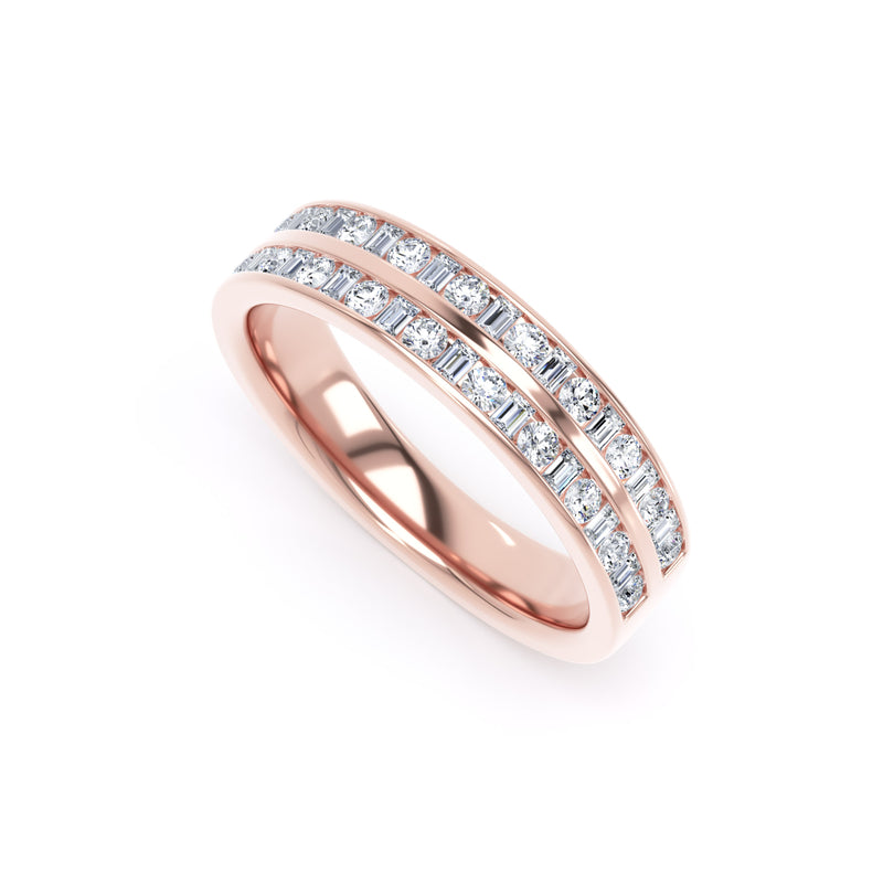4MM Width Band Round Brilliant & Baguette - Double Row Channel (DRB)