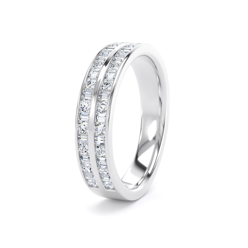 4MM Width Band Round Brilliant & Baguette - Double Row Channel (DRB)