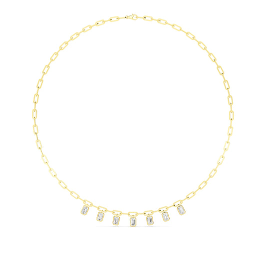 18K Yellow Gold Lab Grown Diamond Paper Clip Necklace N08247-3.75CT-18IN