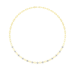 18K Yellow Gold Lab Grown Diamond Paper Clip Necklace N08249-4.33CT-18IN-18IN