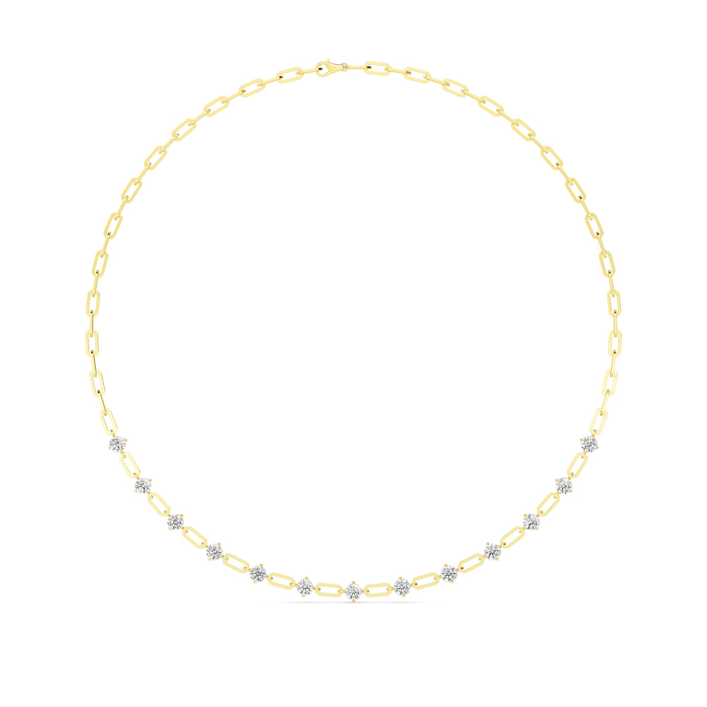 18K Yellow Gold Lab Grown Diamond Paper Clip Necklace N08249-4.33CT-18IN-18IN