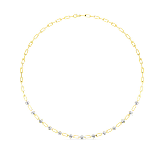 18K Yellow Gold Lab Grown Diamond Paper Clip Necklace N08249-4.33CT-18IN-18IN