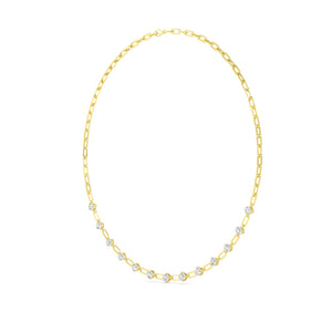 18K Yellow Gold Lab Grown Diamond Paper Clip Necklace N08249-4.33CT-18IN-18IN