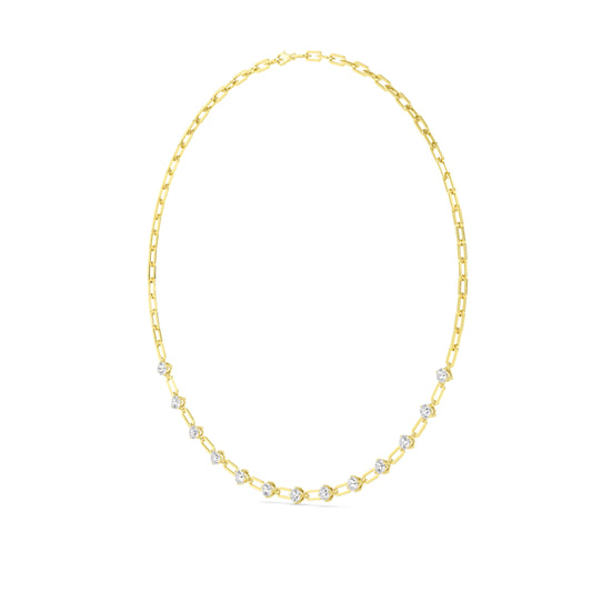 18K Yellow Gold Lab Grown Diamond Paper Clip Necklace N08249-4.33CT-18IN-18IN