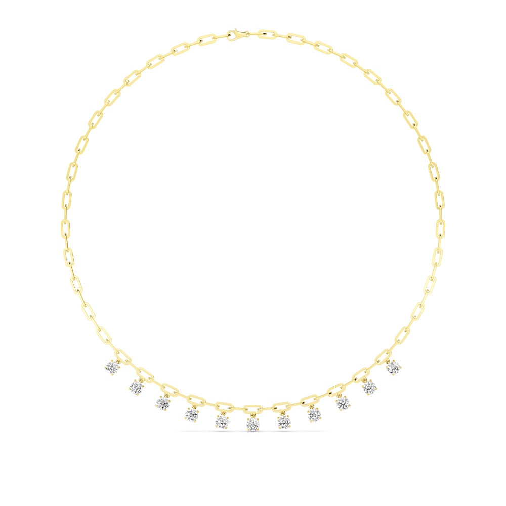 18K Yellow Gold Lab Grown Diamond Paper Clip Necklace N08256-4.38CT-18IN
