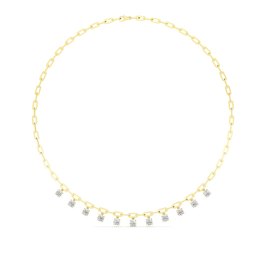 18K Yellow Gold Lab Grown Diamond Paper Clip Necklace N08256-4.38CT-18IN