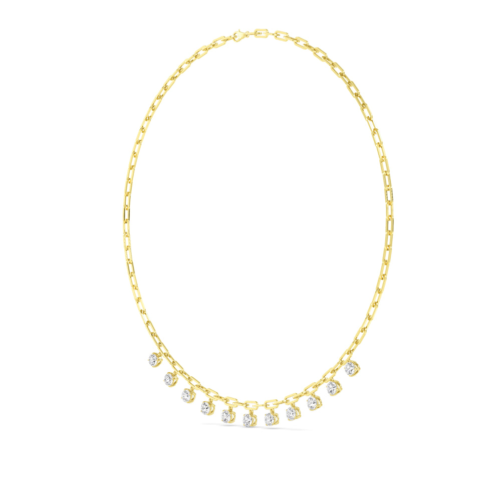 18K Yellow Gold Lab Grown Diamond Paper Clip Necklace N08256-4.38CT-18IN
