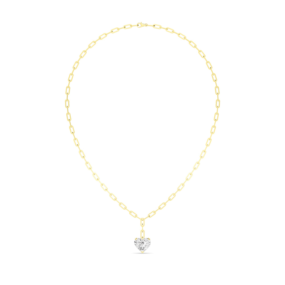 18K Yellow Gold Lab Grown Diamond Paper Clip Necklace N08257HT-7-18IN