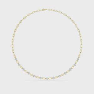 18K Yellow Gold Lab Grown Diamond Paper Clip Necklace N08249-4.33CT-18IN-18IN